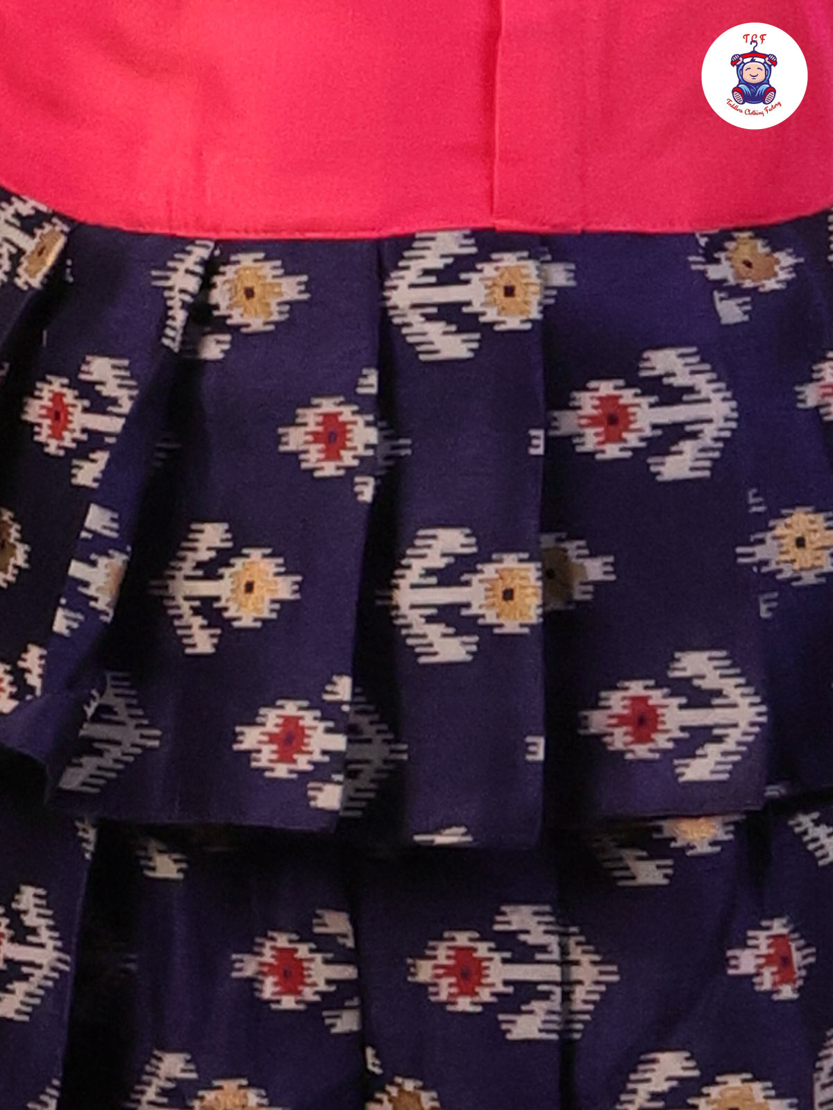 Pink & Navy Blue - Cotton Pavadai Sattai