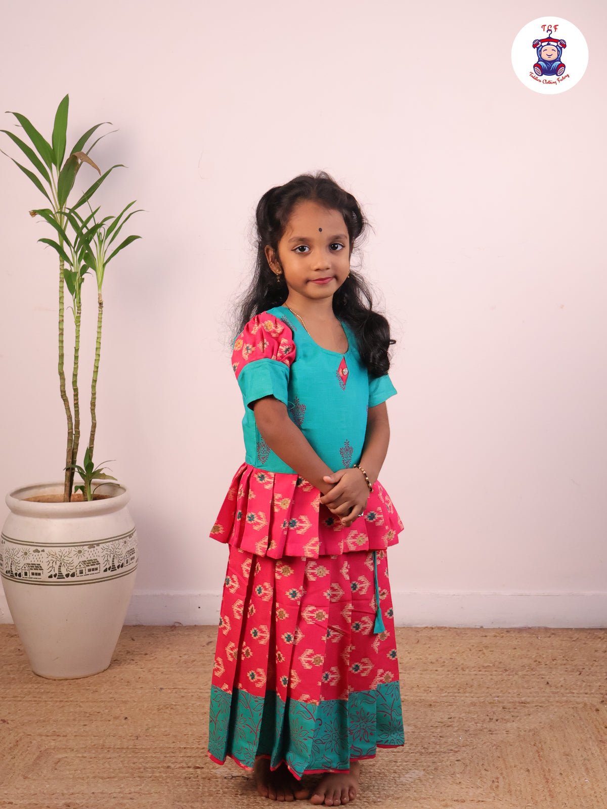 Green & Pink - Cotton Pavadai Sattai
