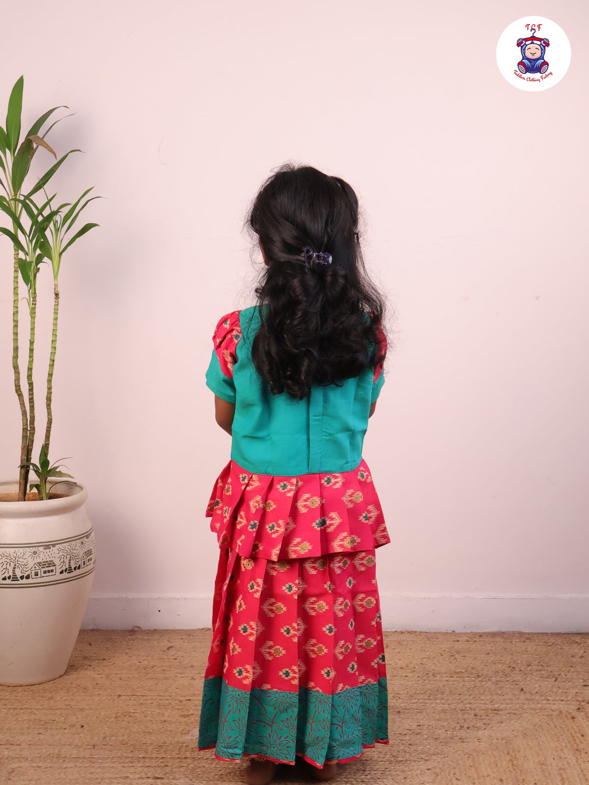 Green & Pink - Cotton Pavadai Sattai