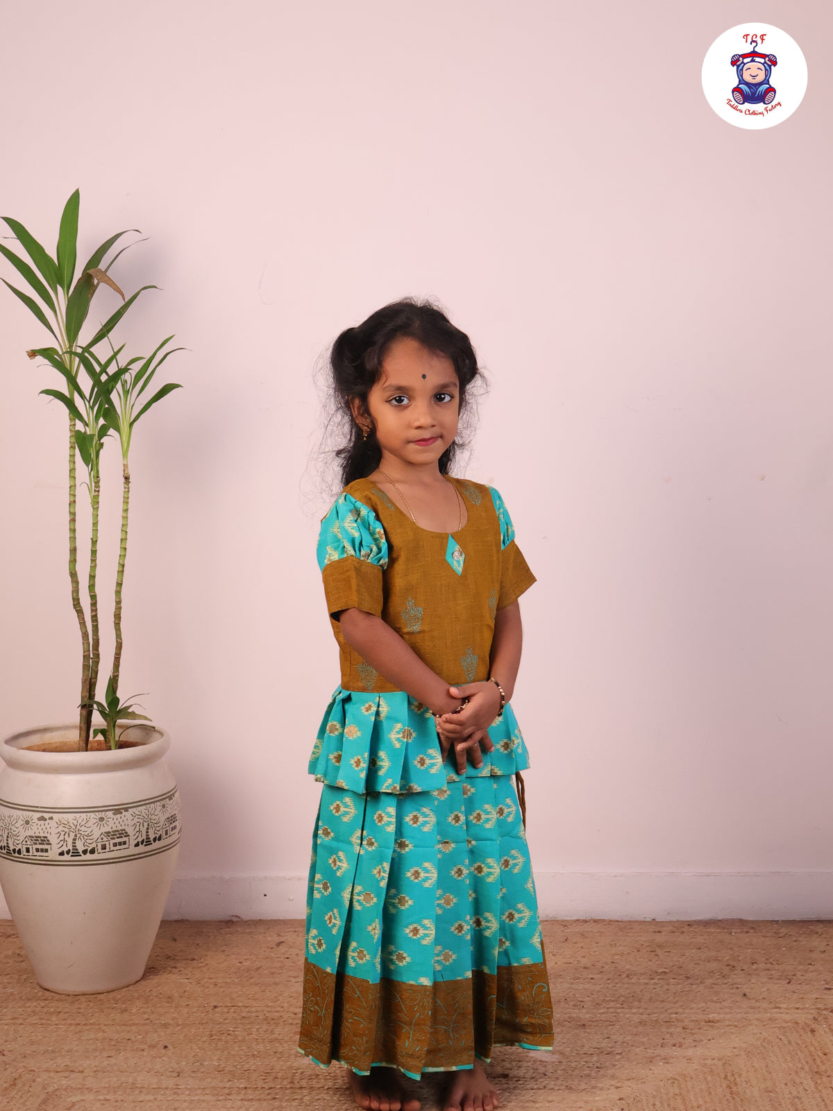 Brown & Green - Cotton Pavadai Sattai