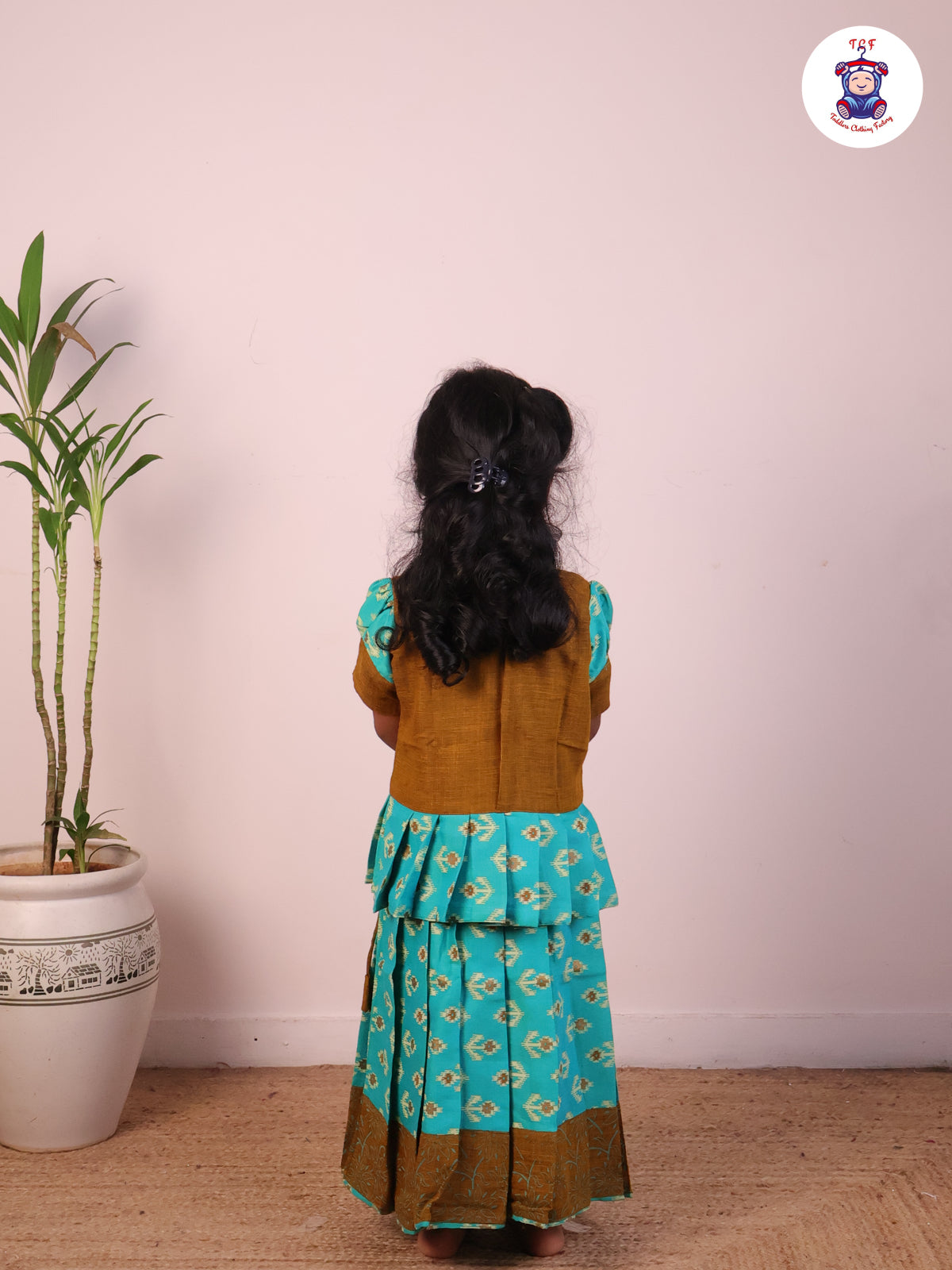 Brown & Green - Cotton Pavadai Sattai
