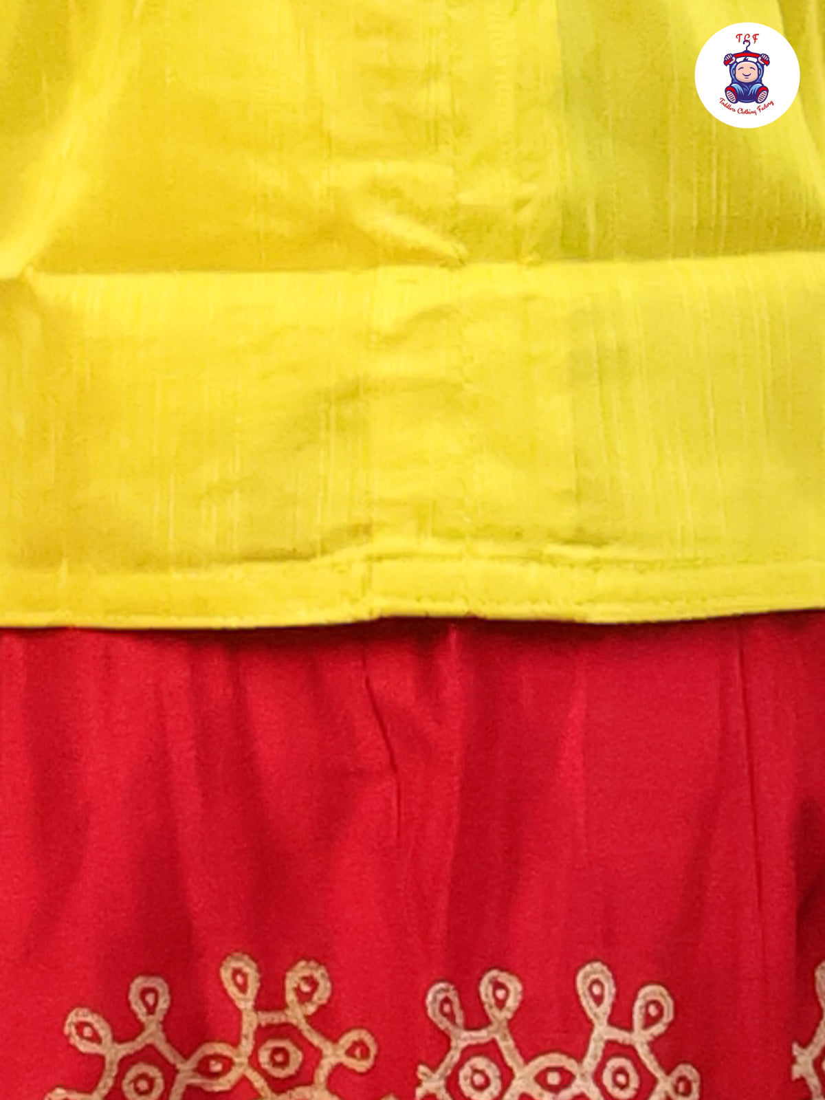 Lemon Yellow & Red - Girls Pavadai Sattai