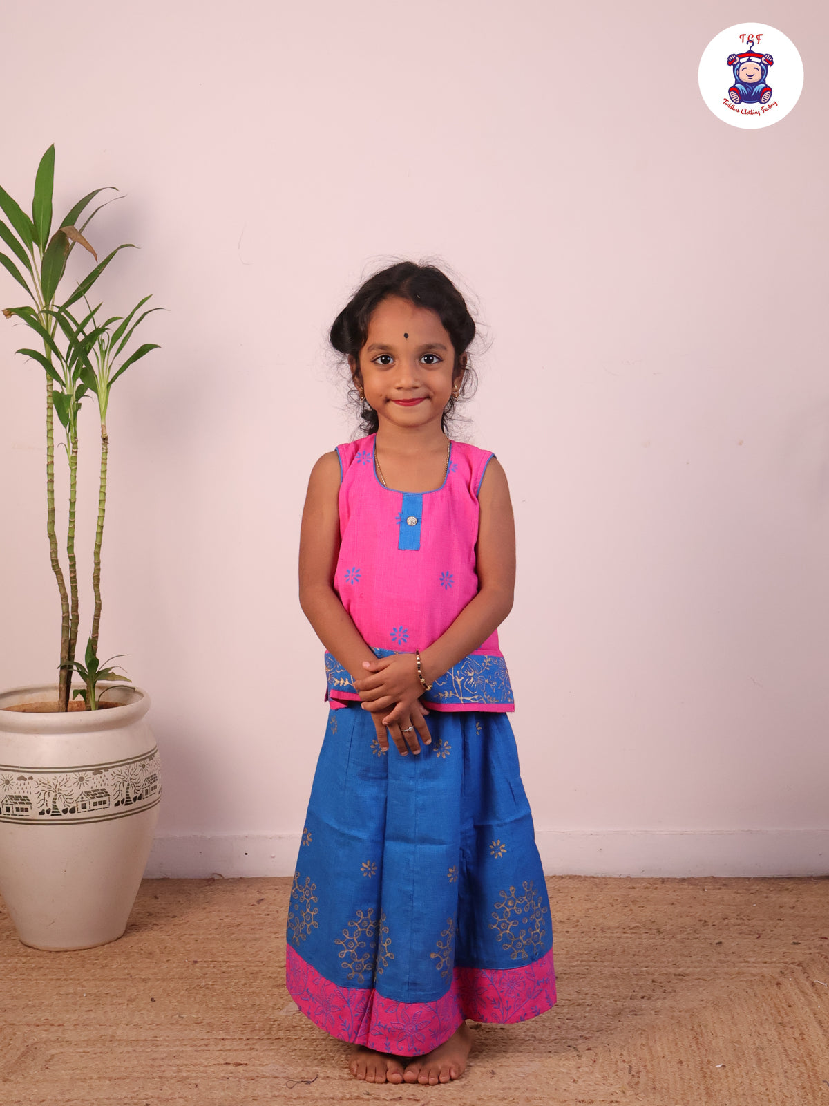 Pink & Blue - Cotton Pavadai Sattai