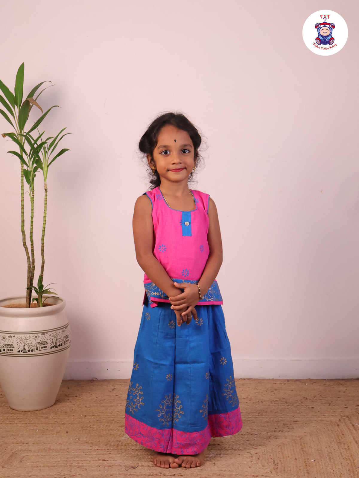 Pink & Blue - Cotton Pavadai Sattai