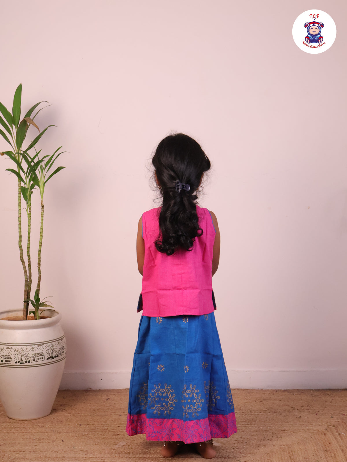 Pink & Blue - Cotton Pavadai Sattai