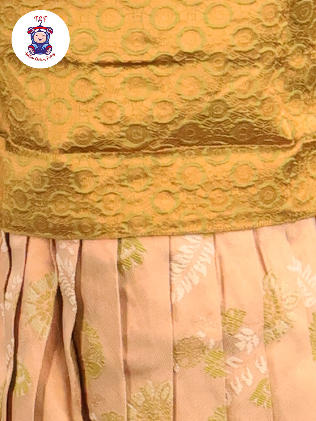 Cream & Light Green - Long Frock