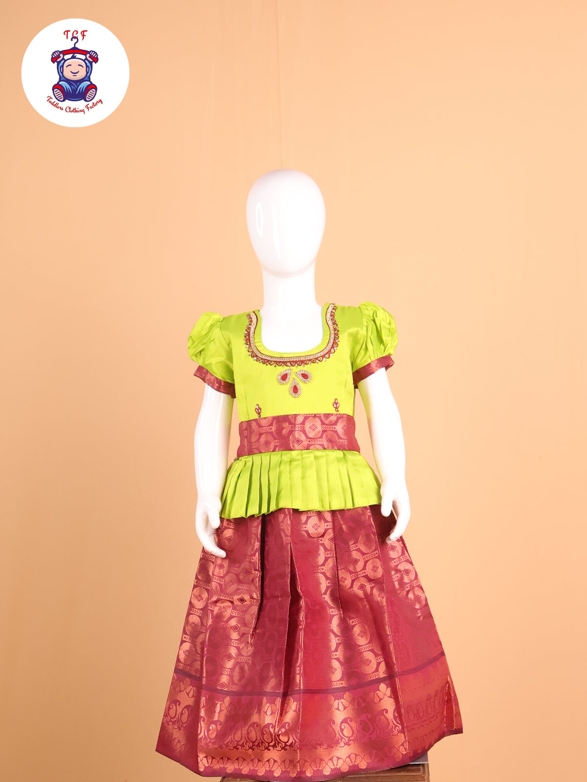 Dark Green & Maroon - Pavadai Sattai