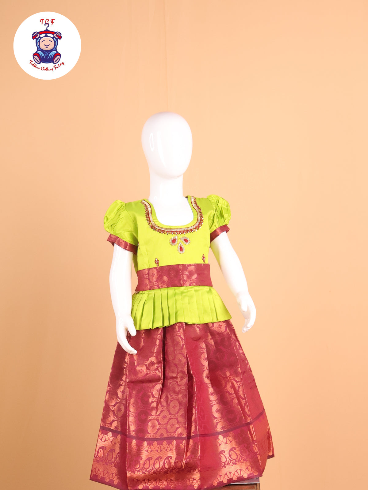 Dark Green & Maroon - Pavadai Sattai