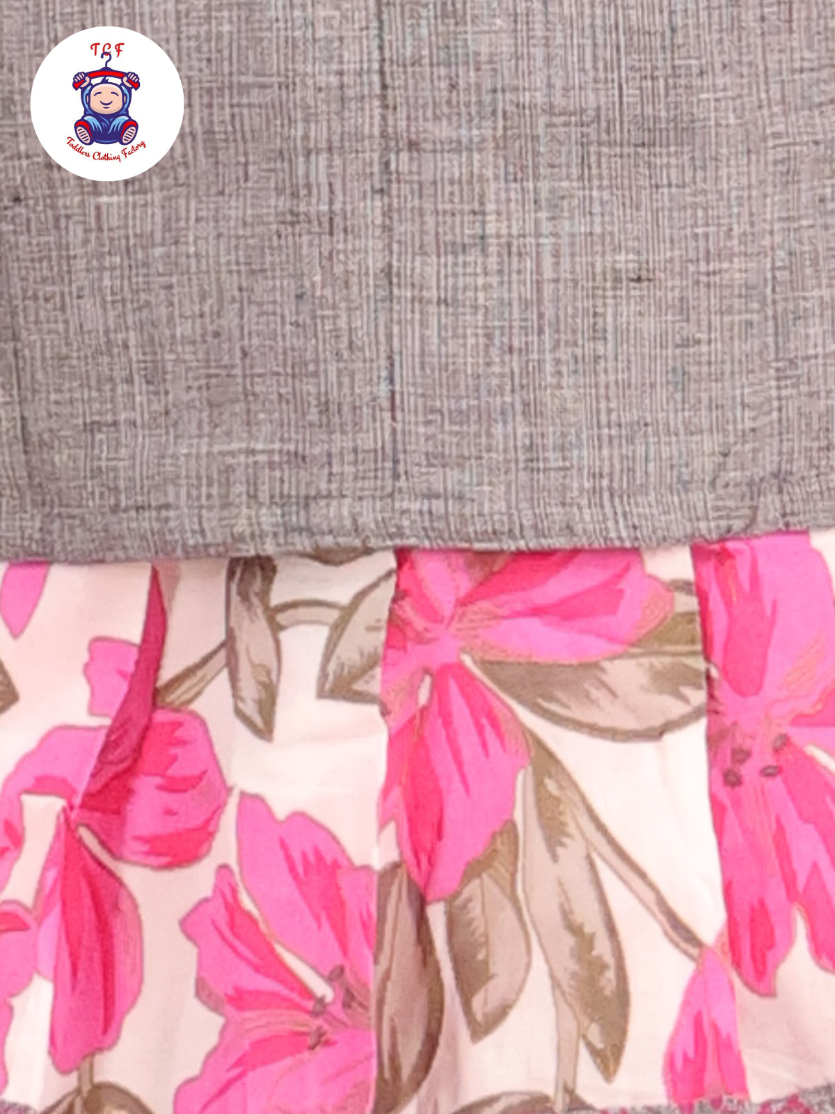 Grey & Pink Floral - Cotton Pavadai Sattai