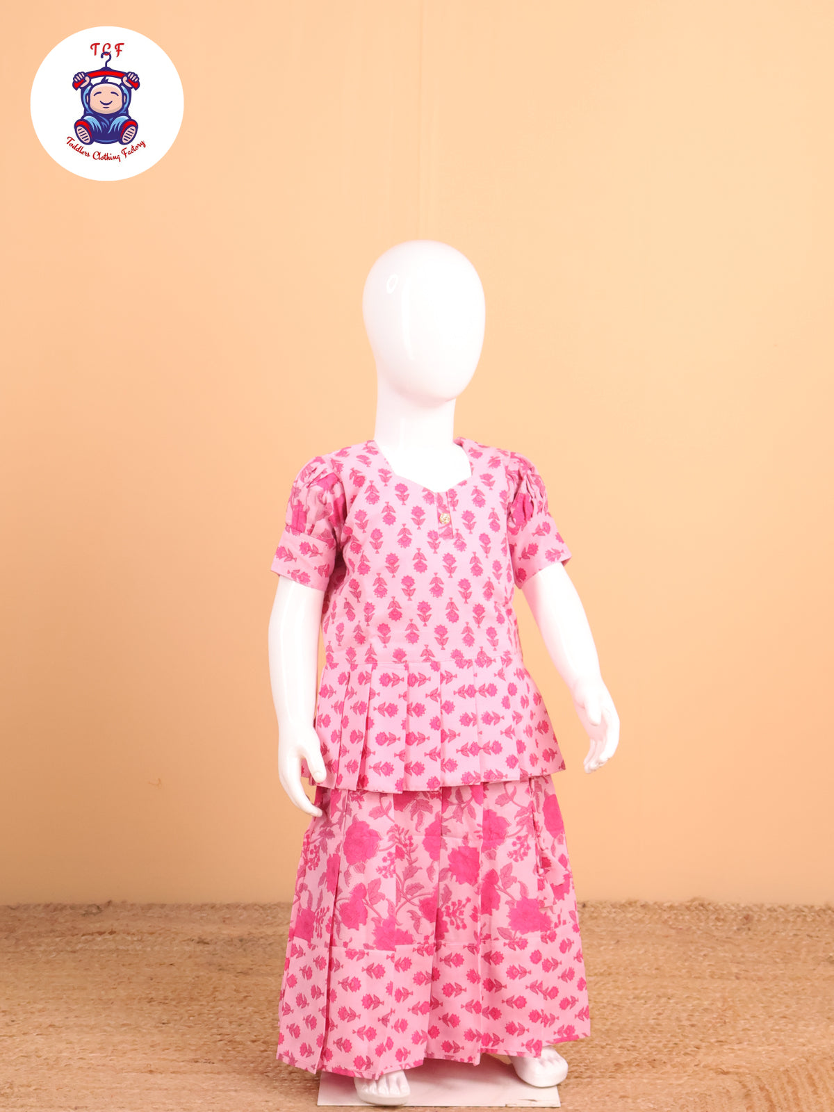 Light Pink Floral Printed - Pavadai Sattai