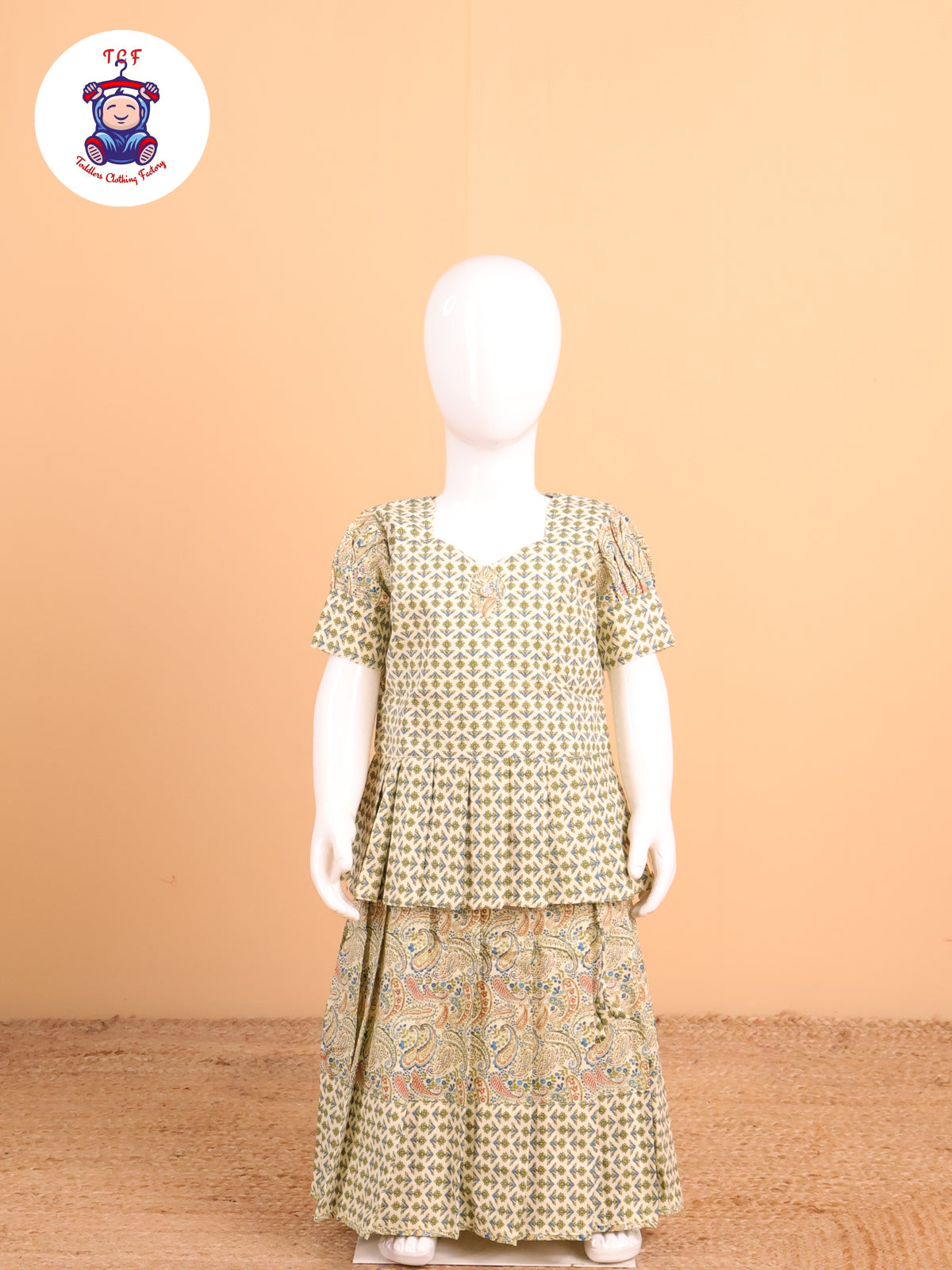 Light Green Floral Printed - Pavadai Sattai