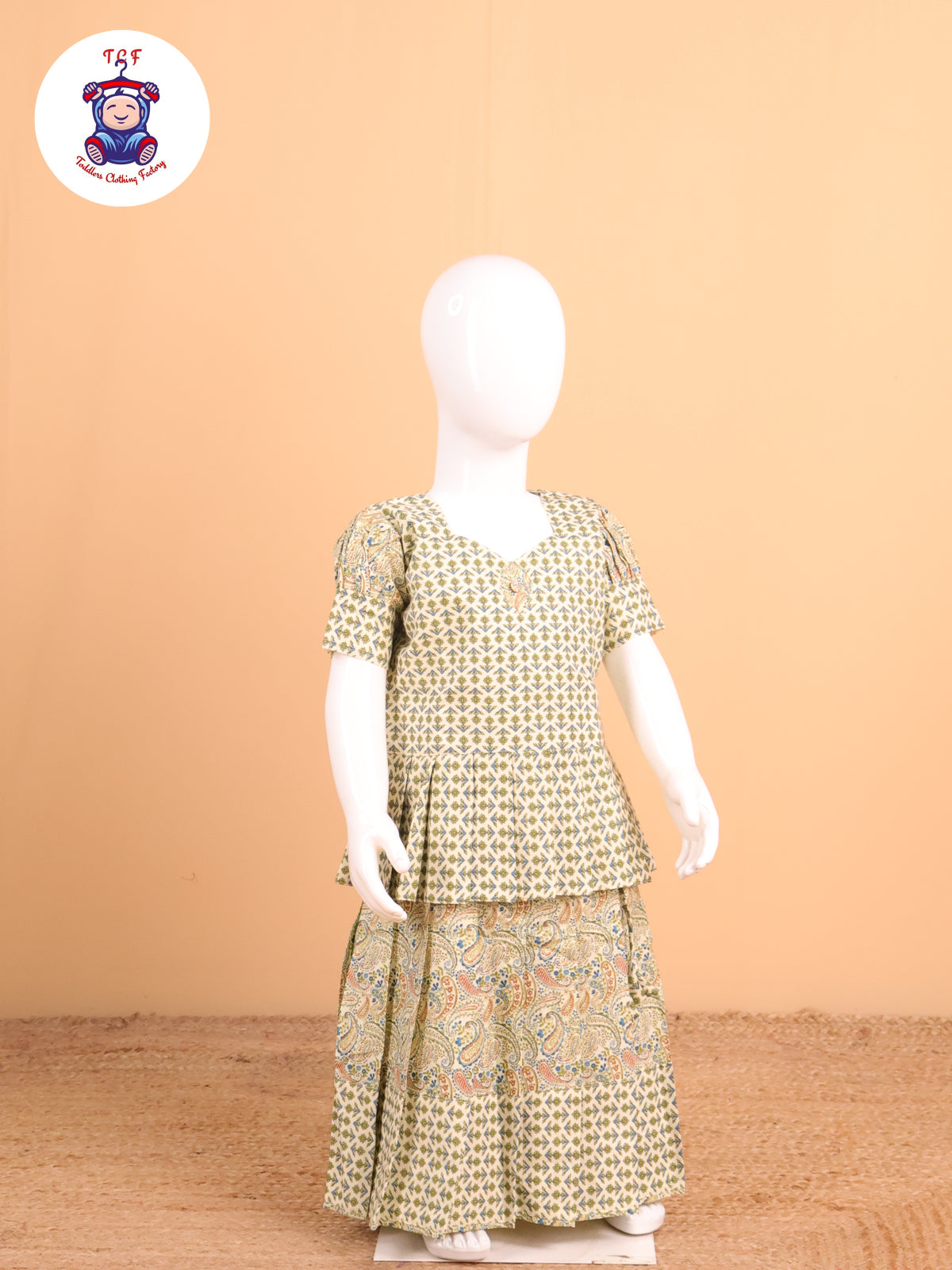 Light Green Floral Printed - Pavadai Sattai