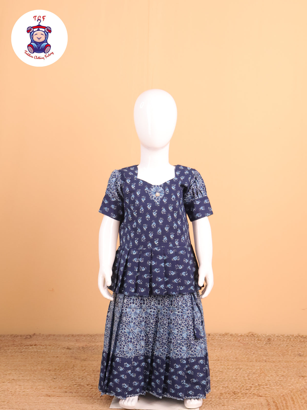 Blue Floral Printed - Pavadai Sattai