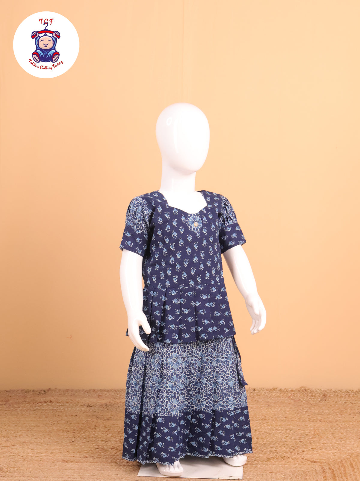 Blue Floral Printed - Pavadai Sattai