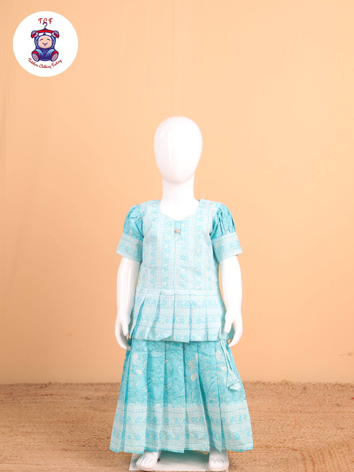 Sky Blue Floral Printed - Pavadai Sattai