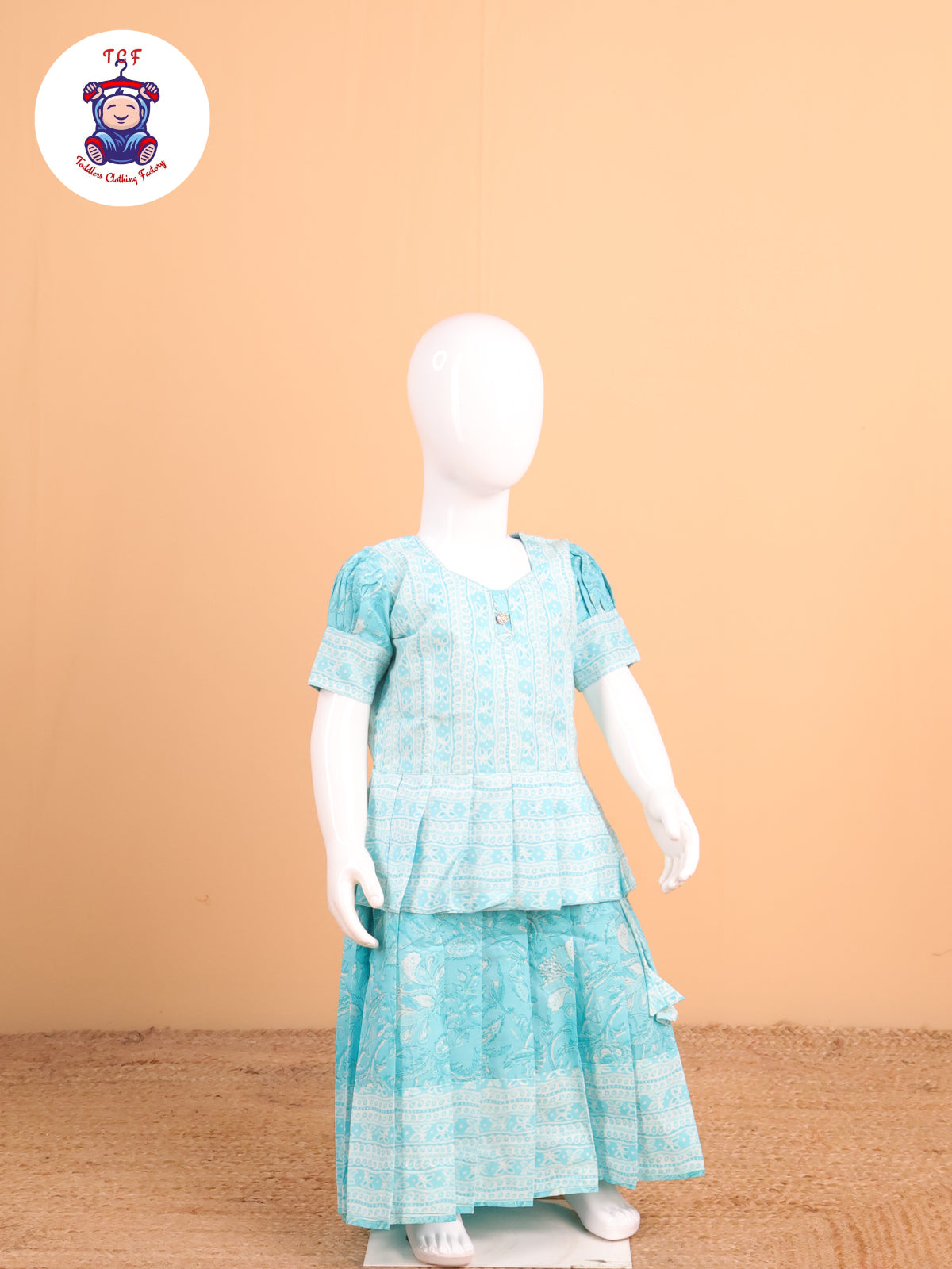 Sky Blue Floral Printed - Pavadai Sattai