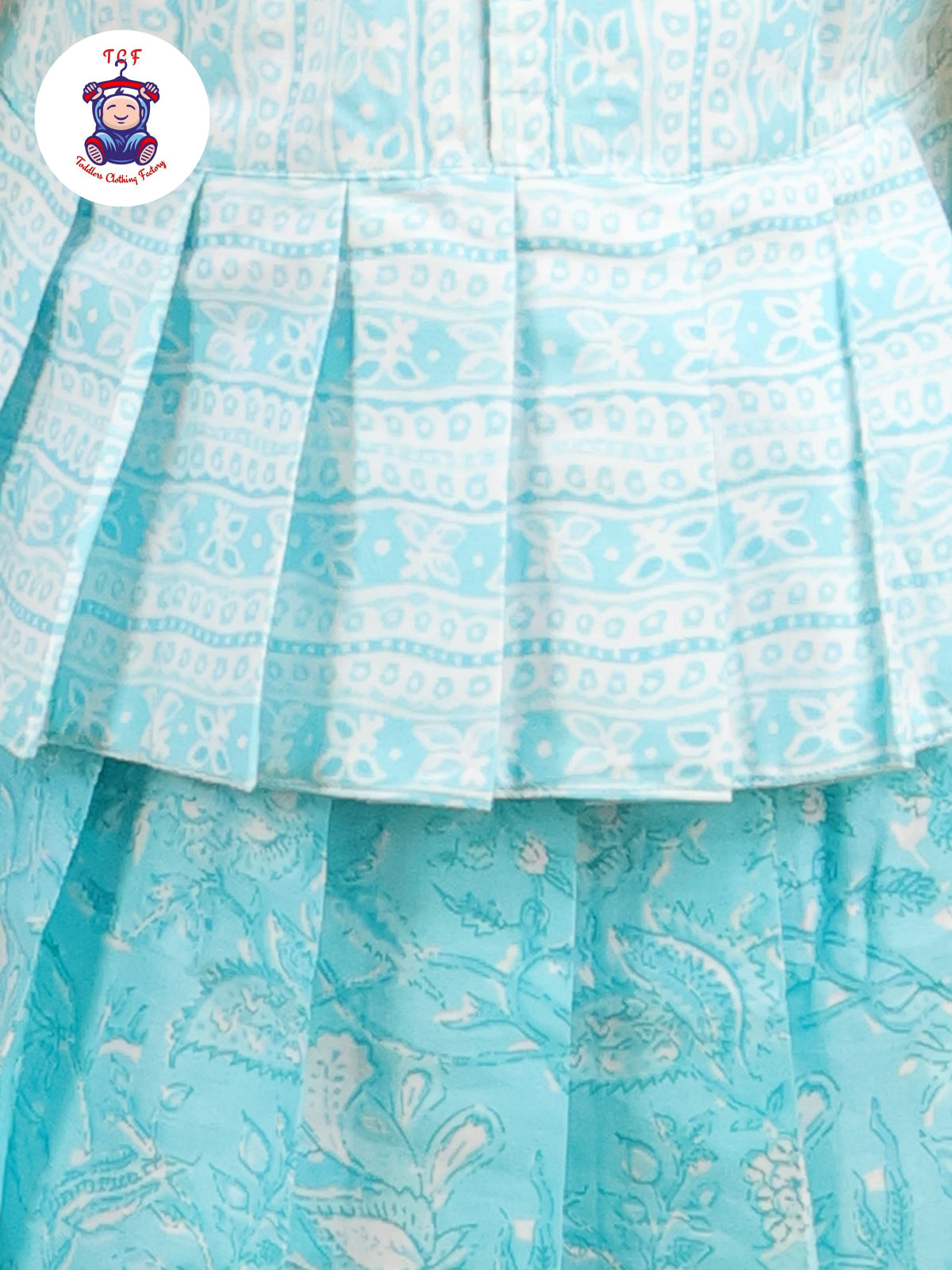 Sky Blue Floral Printed - Pavadai Sattai