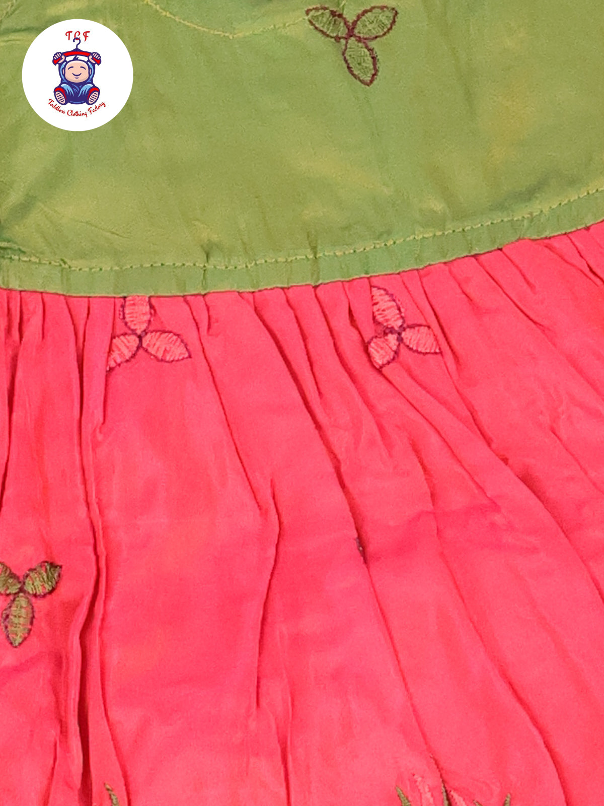 Green & Pink - Embriodered Frock