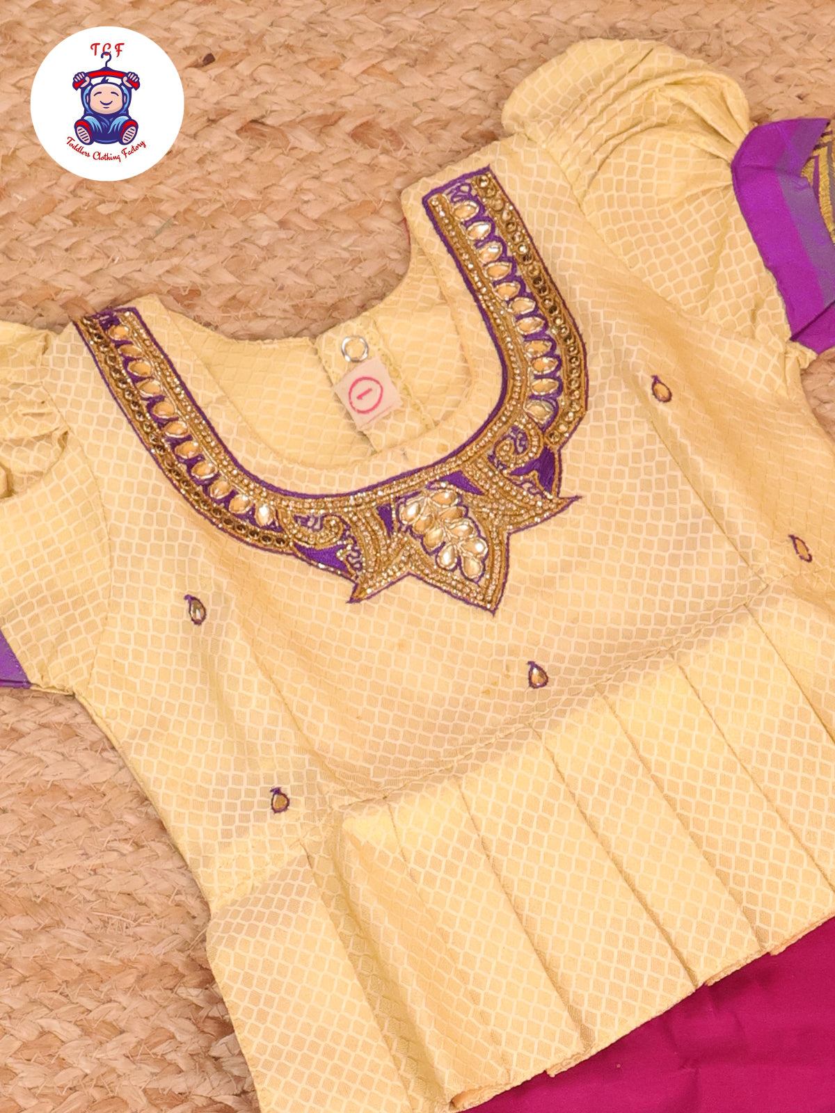 Cream & Violet - Pavadai Sattai