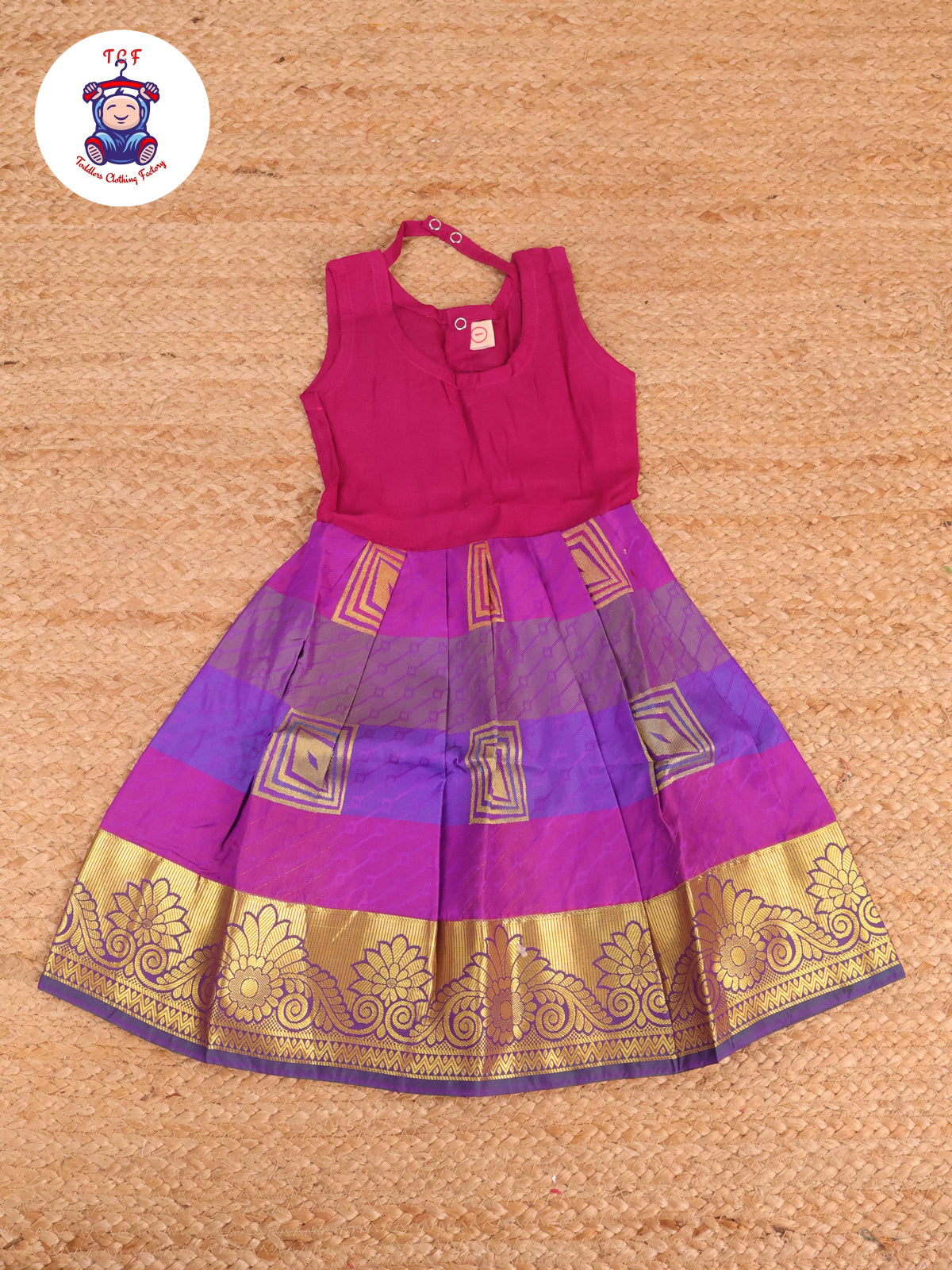 Cream & Violet - Pavadai Sattai