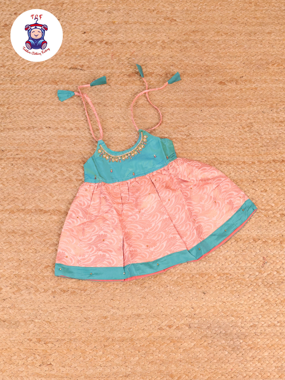 Green & Peach - New Born Frock