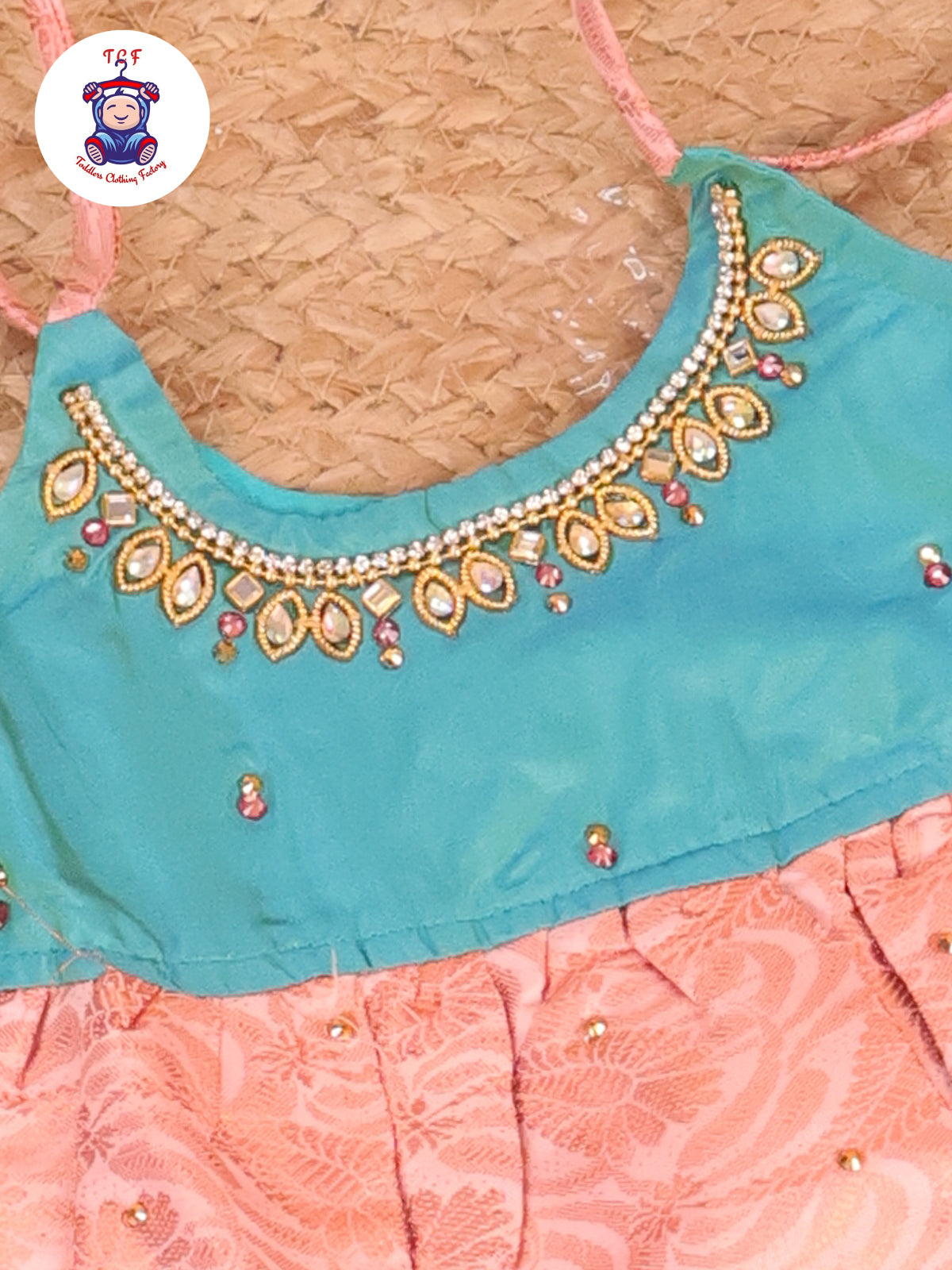 Green & Peach - New Born Frock