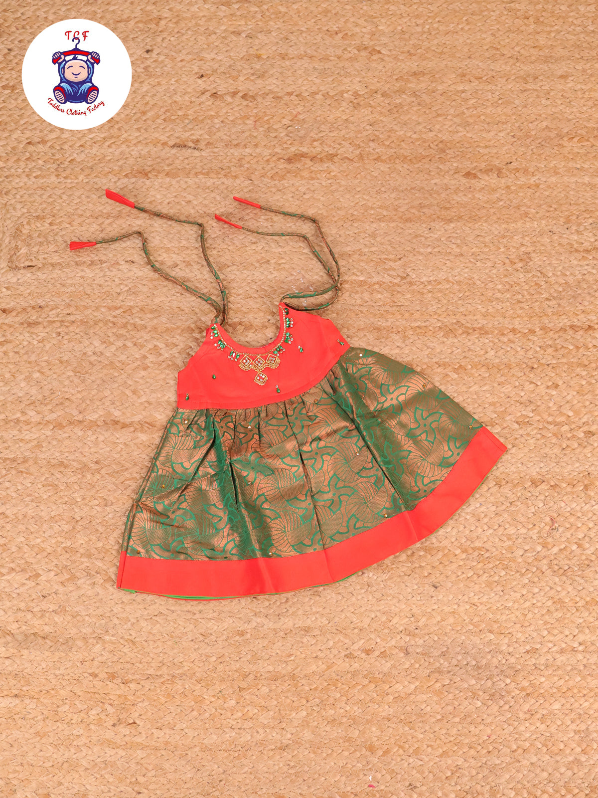 Orange & Green - New Born Frock