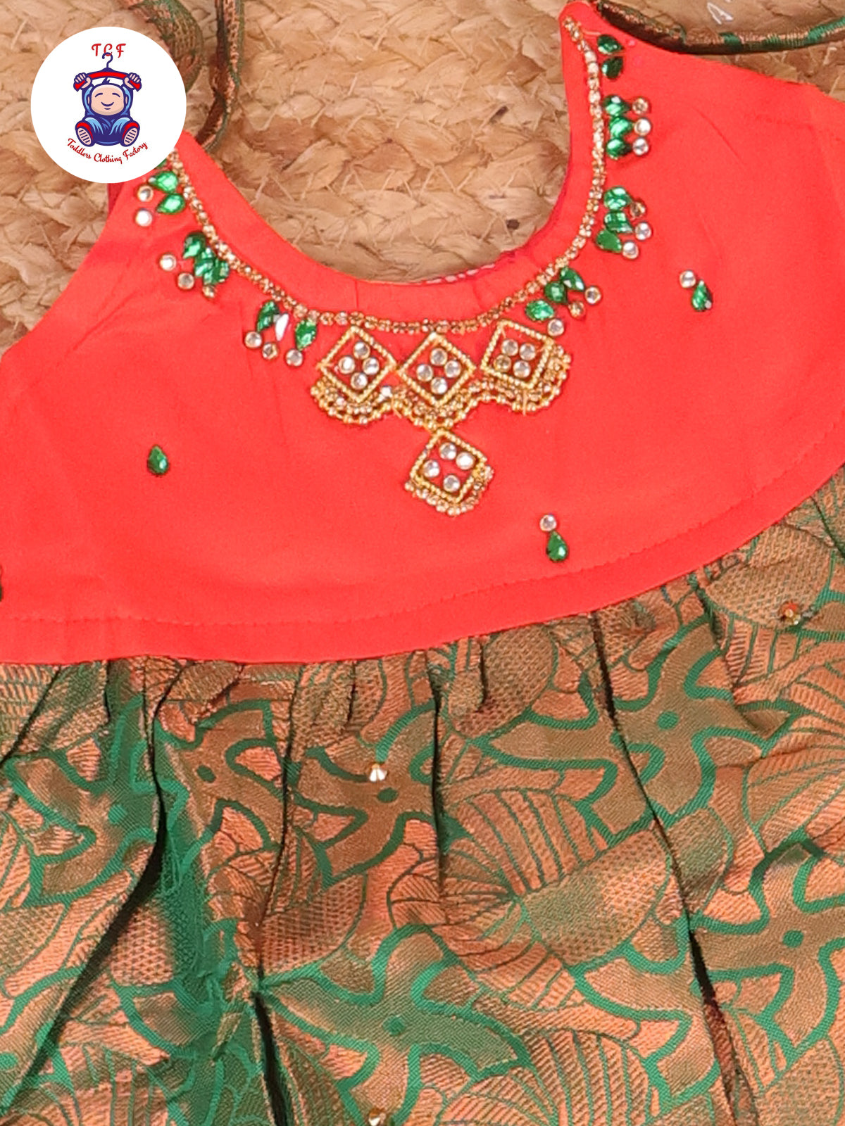 Orange & Green - New Born Frock