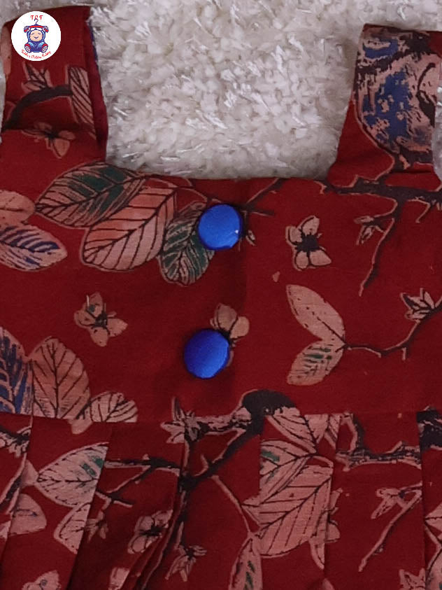 Dark Red & Blue - Floral Printed Kalamkari Co-ords Sets