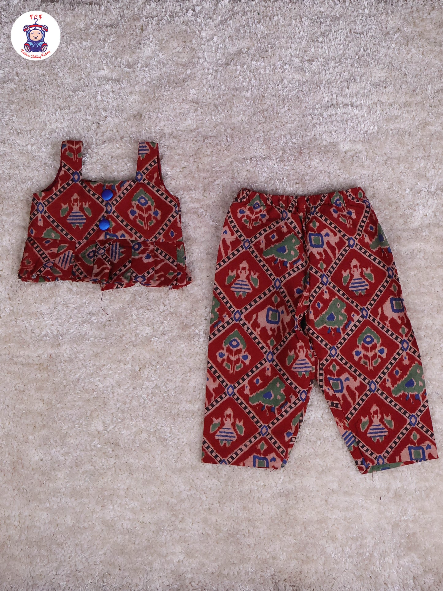Red & Green - Floral Printed Kalamkari Co-ords Sets