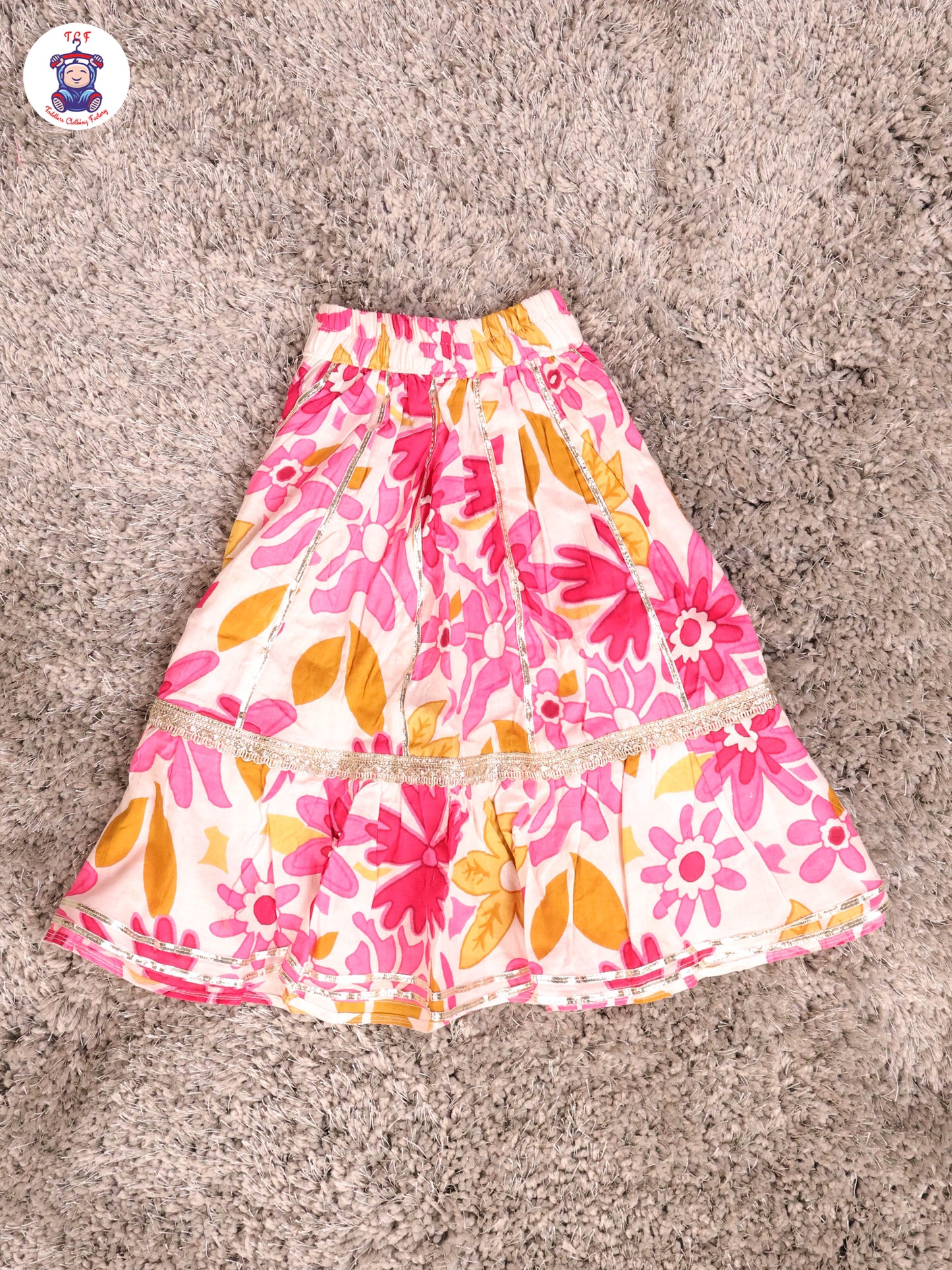 Pink & White - Floral Printed Girls Lehenga Choli