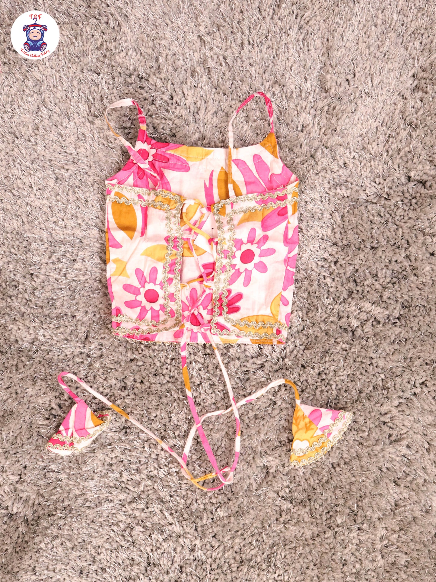 Pink & White - Floral Printed Girls Lehenga Choli