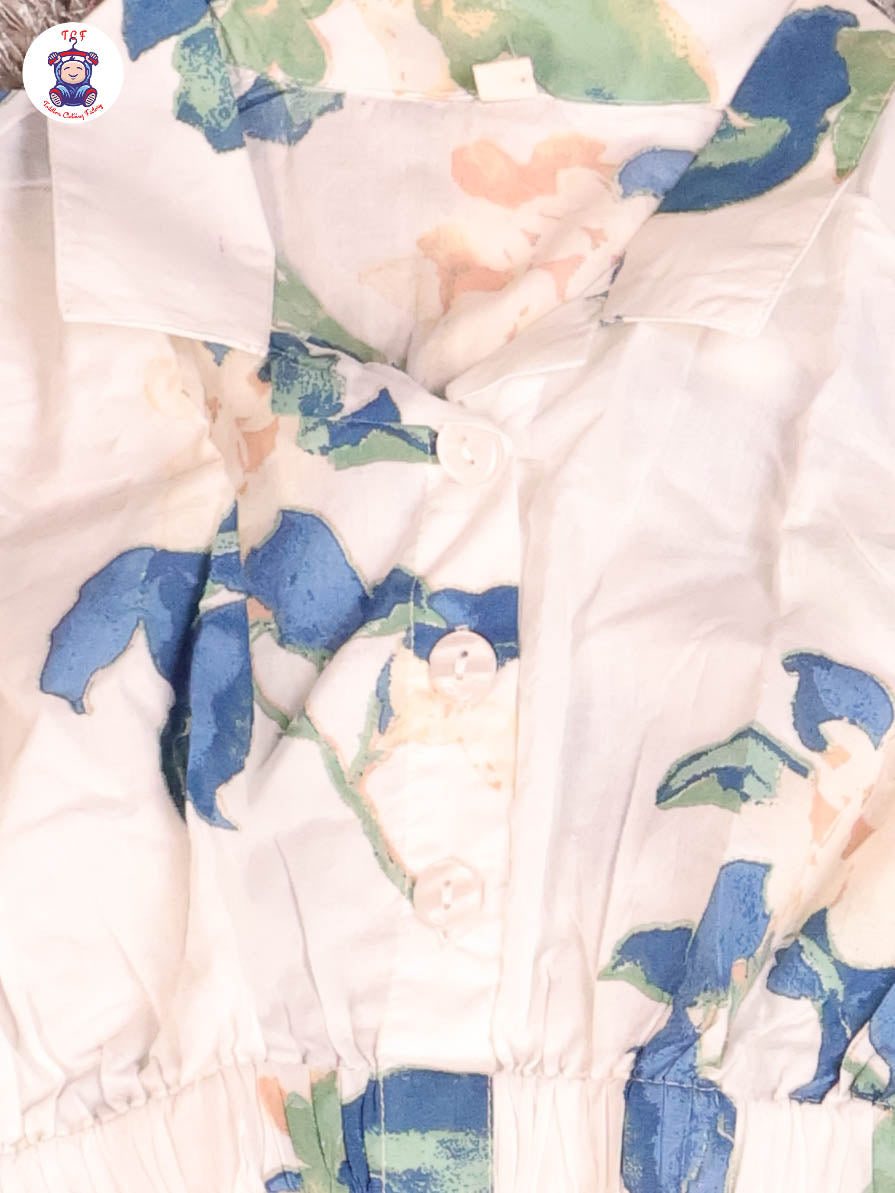 White - Floral Crop Top & Pant