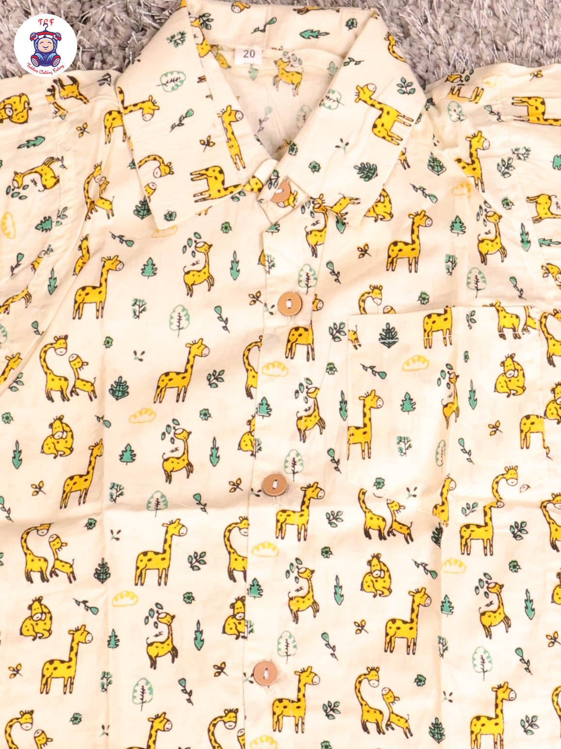 Cream & Yellow - Zebras Boys Readymade Cotton Shirts & Shorts