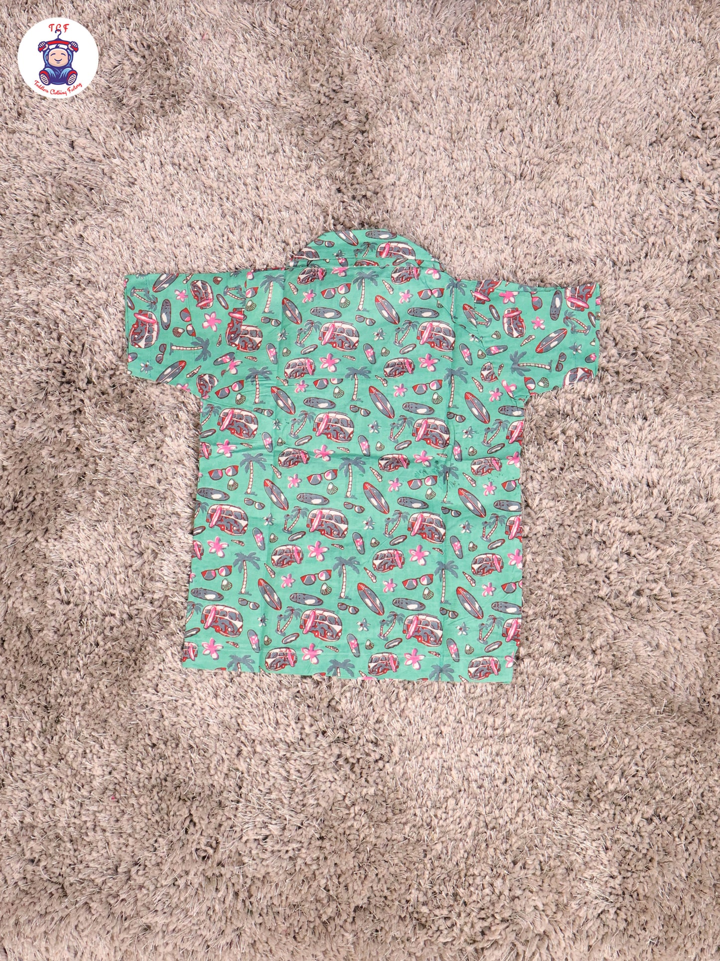 Green & Pink - Flower Boys Readymade Cotton Shirts & Pant