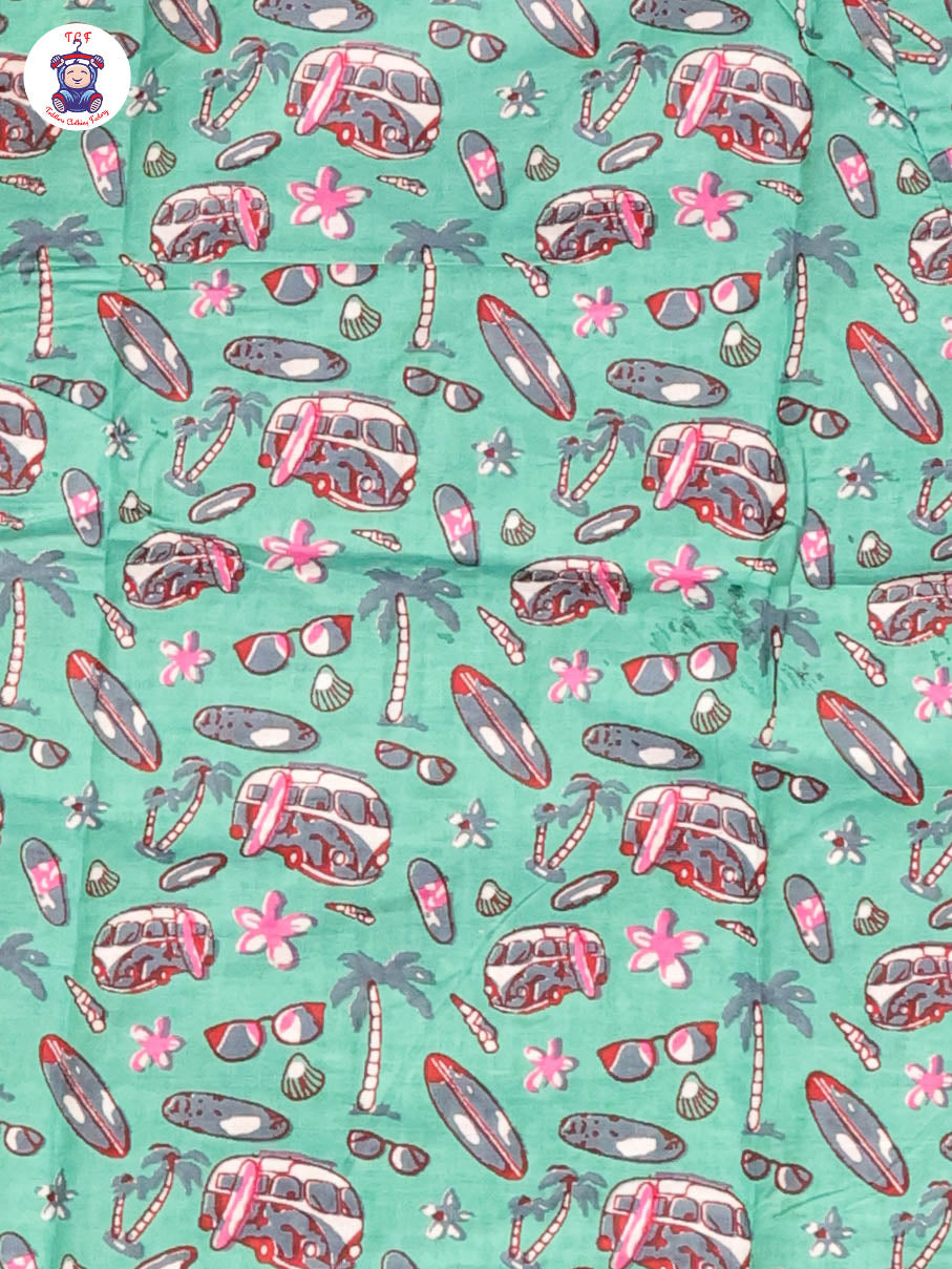 Green & Pink - Flower Boys Readymade Cotton Shirts & Pant