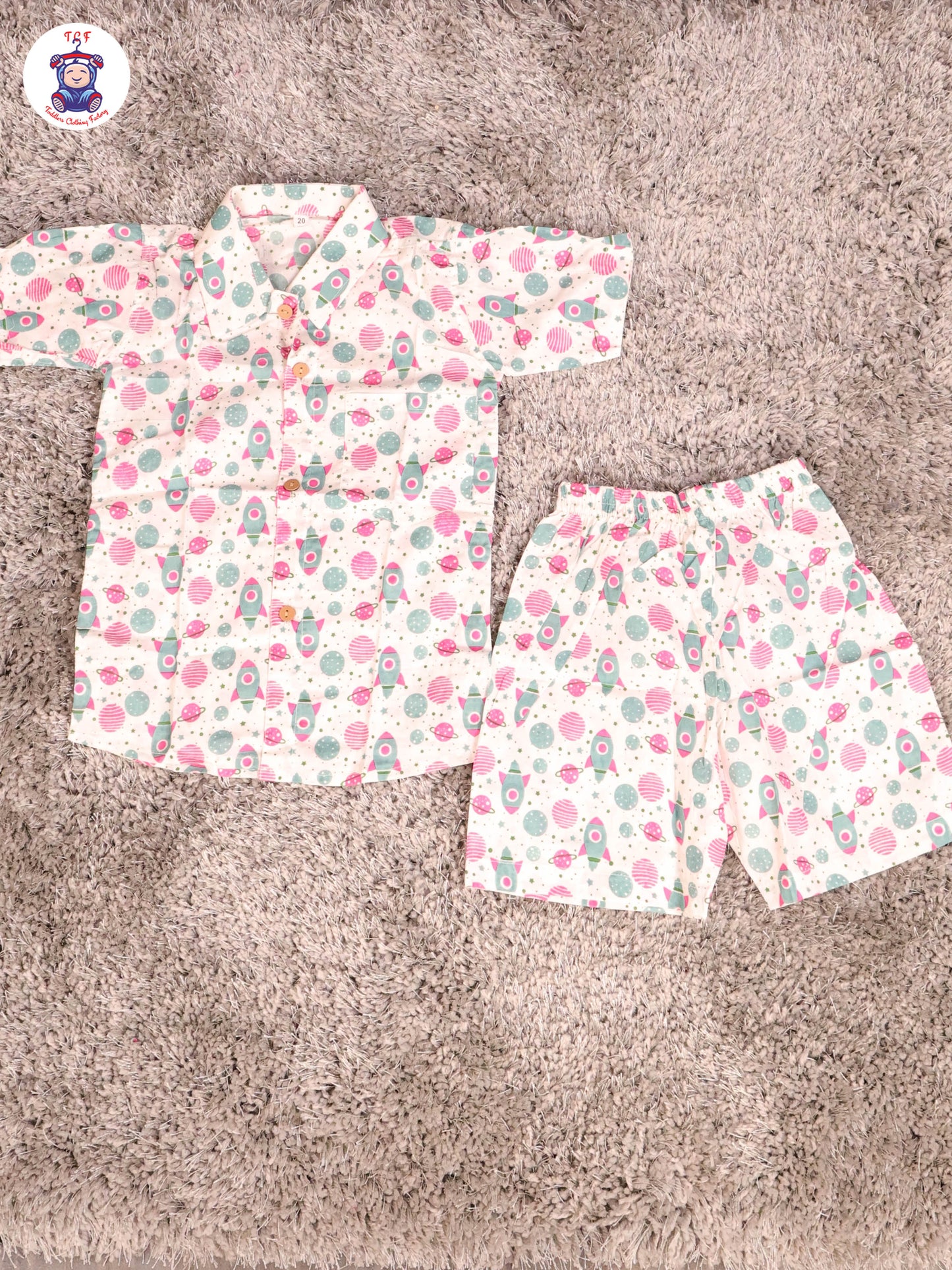 Haft White & Pink - Rocket Boys Readymade Cotton Shirts & Shorts