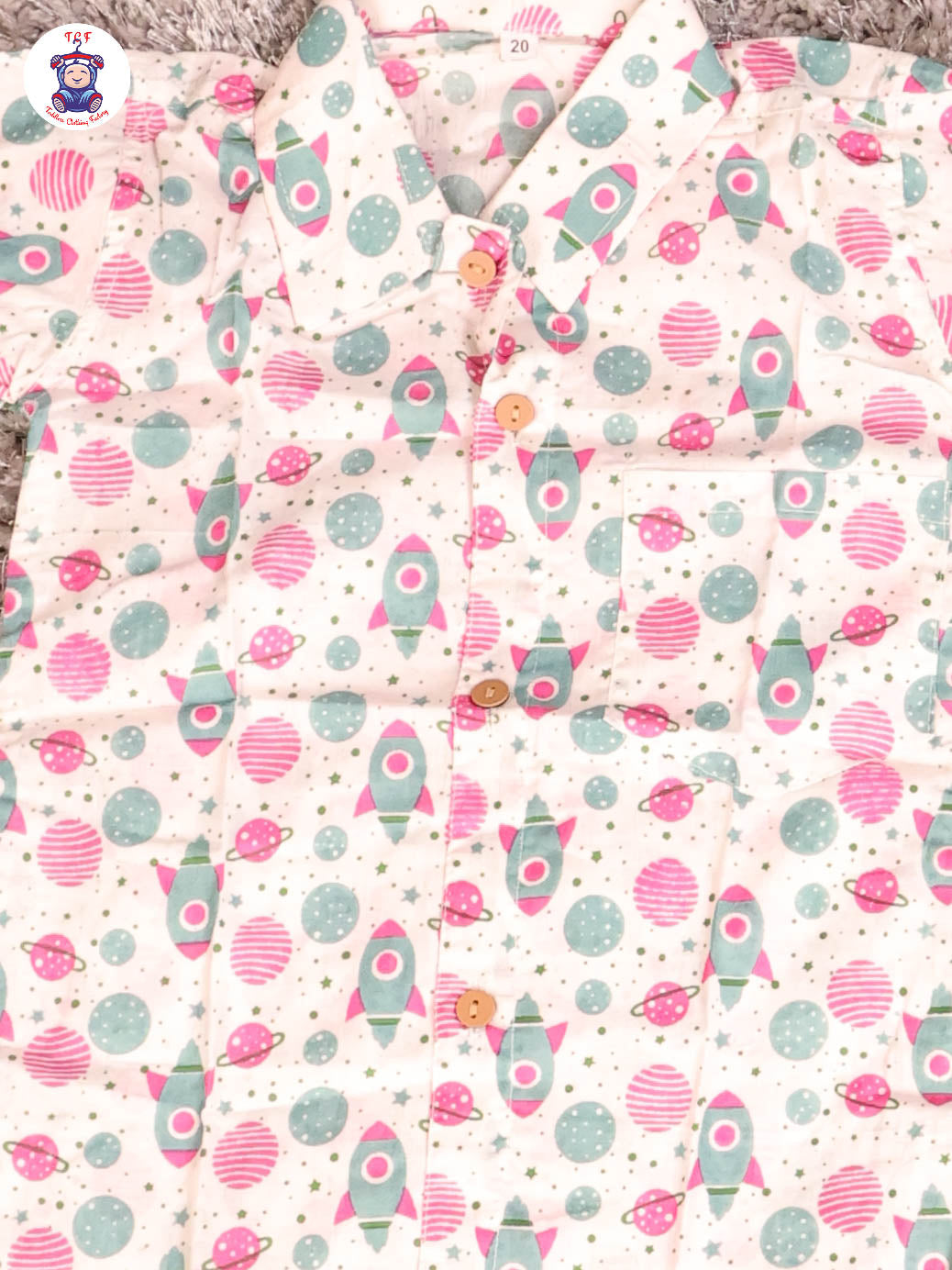 Haft White & Pink - Rocket Boys Readymade Cotton Shirts & Shorts