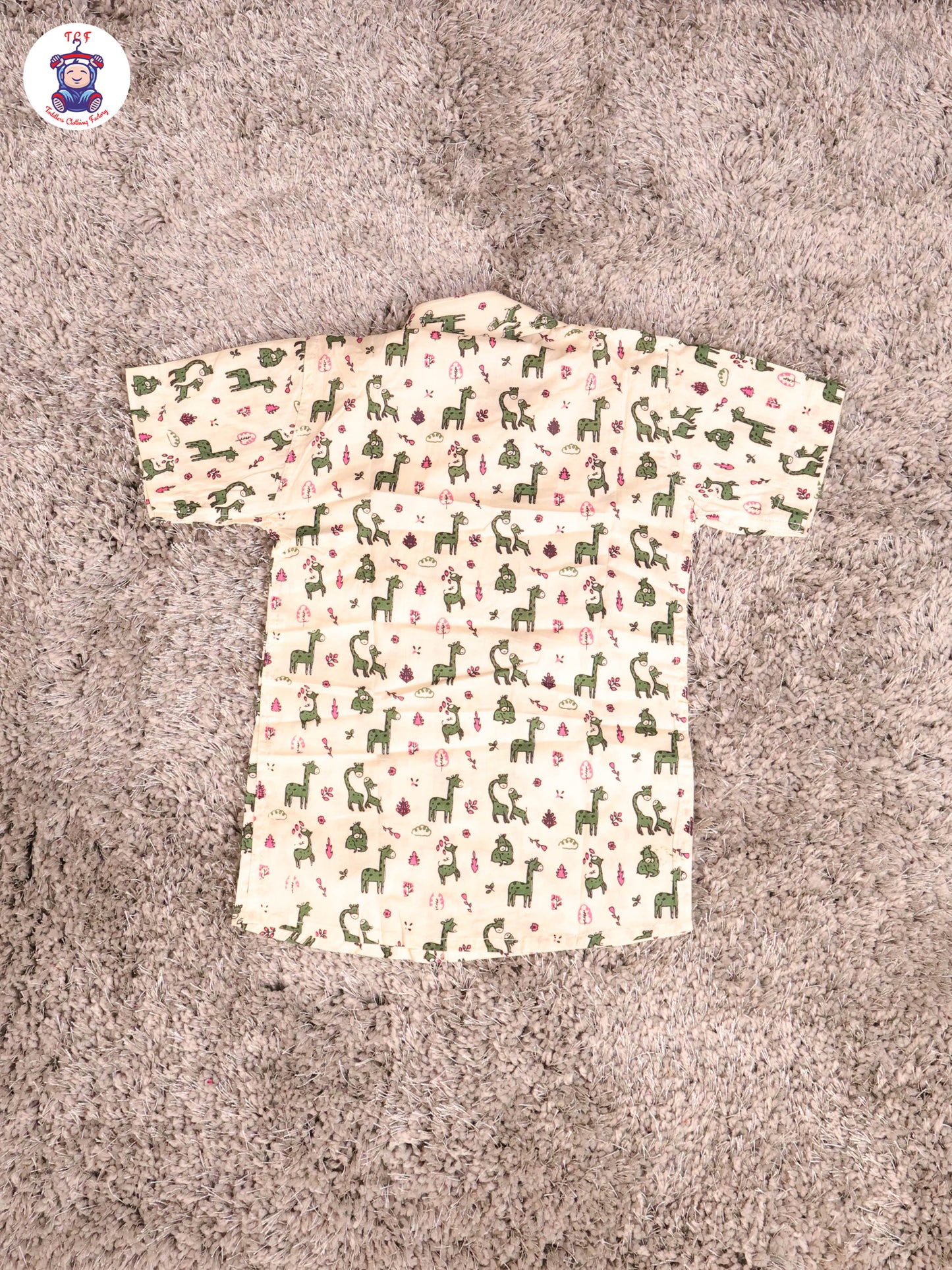 Cream & Green - Zebras Boys Readymade Cotton Shirts & Shorts