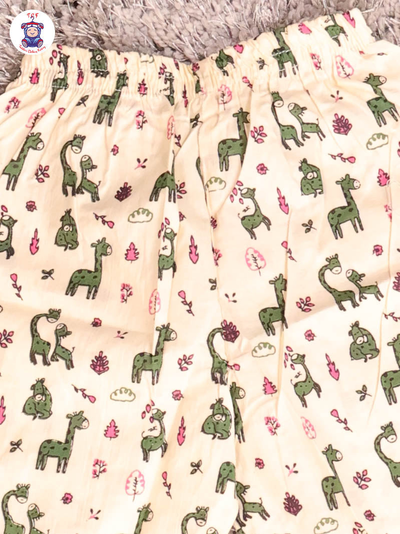 Cream & Green - Zebras Boys Readymade Cotton Shirts & Shorts