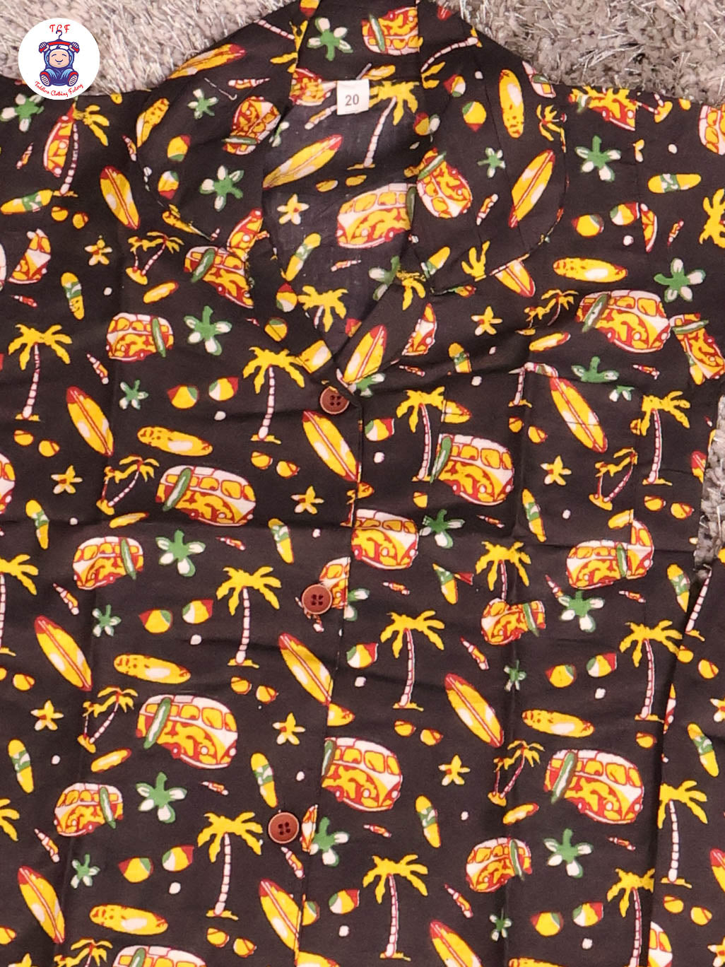 Black & Yellow - Flower Boys Readymade Cotton Shirts & Pant