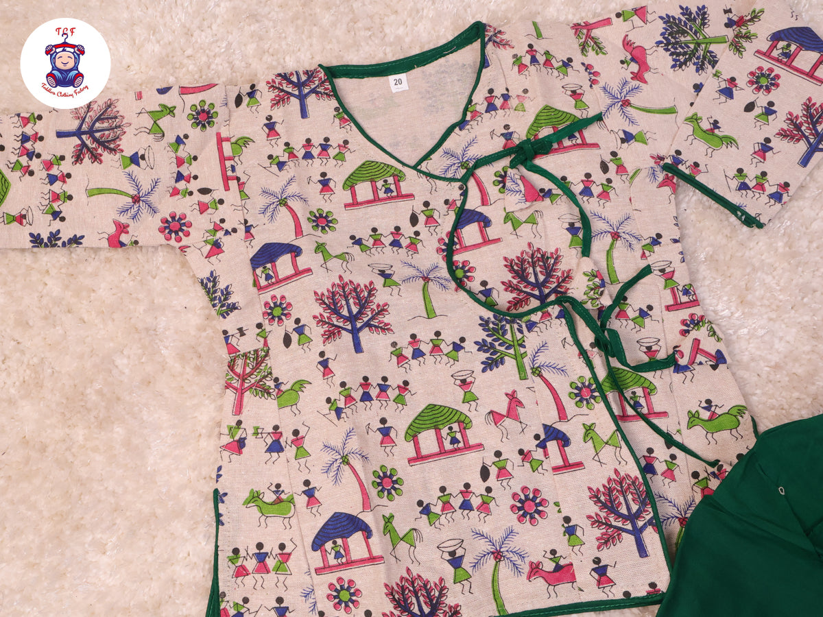 Cream & Green - Boys Dhoti Kurta Sets