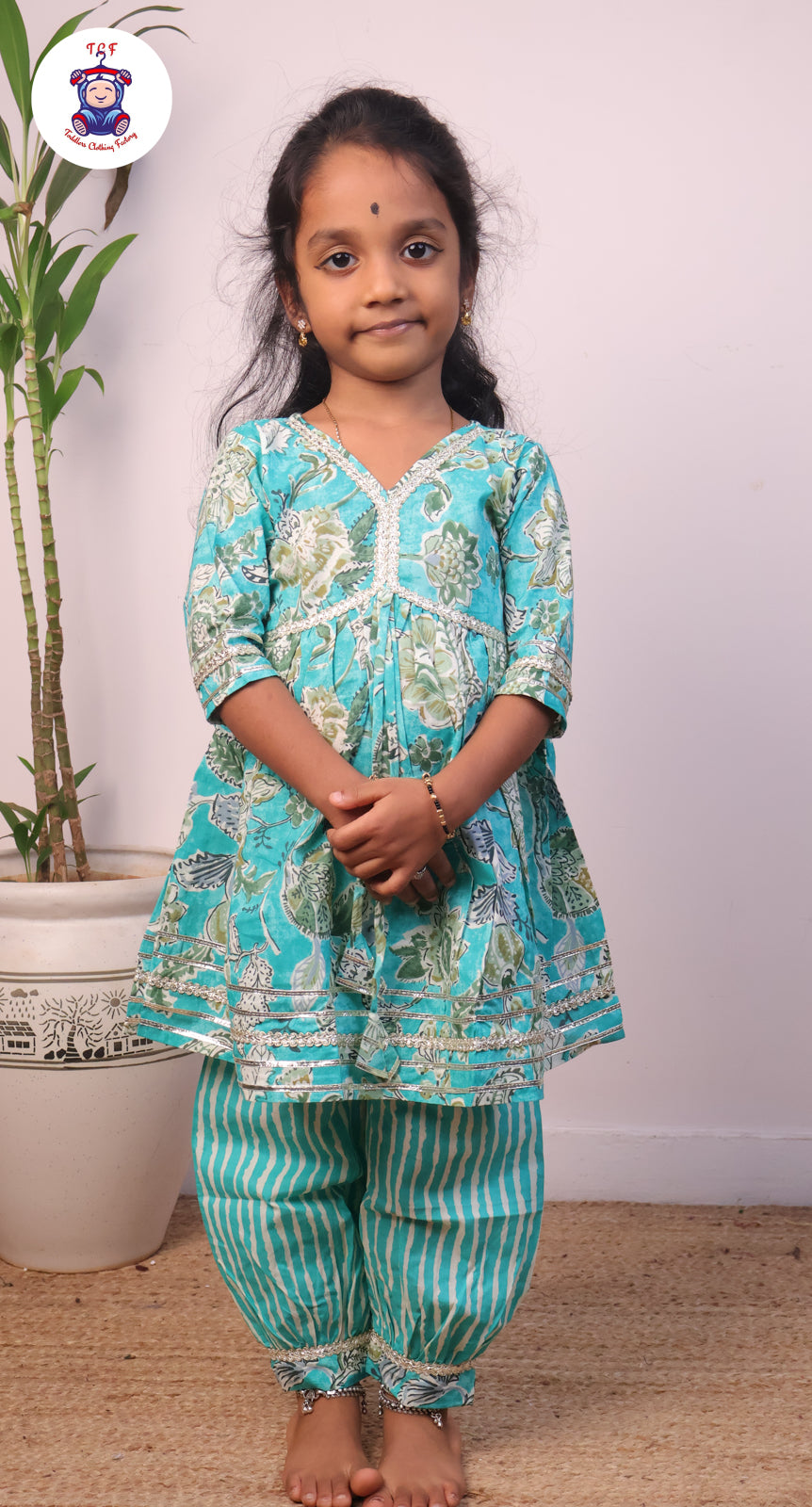 Green - Aliya Cut Kurti Top & Bottom Set