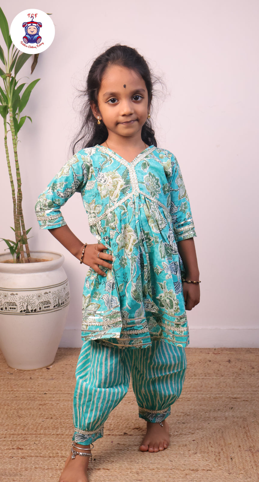 Green - Aliya Cut Kurti Top & Bottom Set