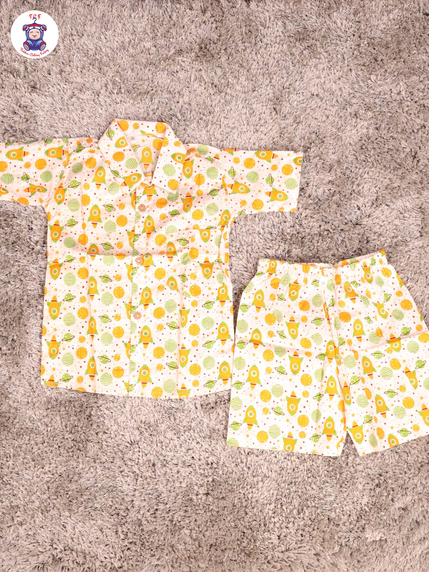 Haft White & Yellow - Rocket Boys Readymade Cotton Shirts & Shorts