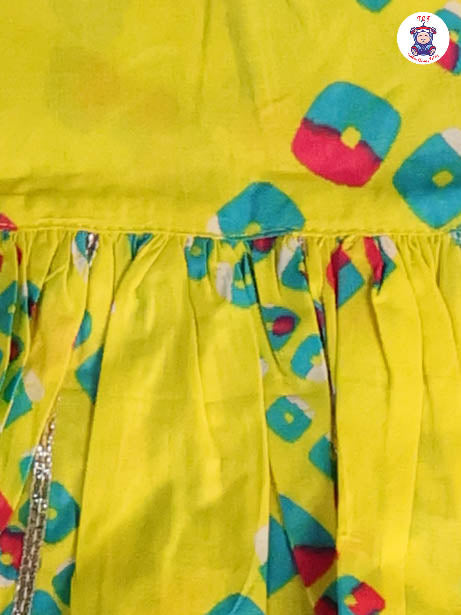 Yellow - Printed Kurti Dhoti Set