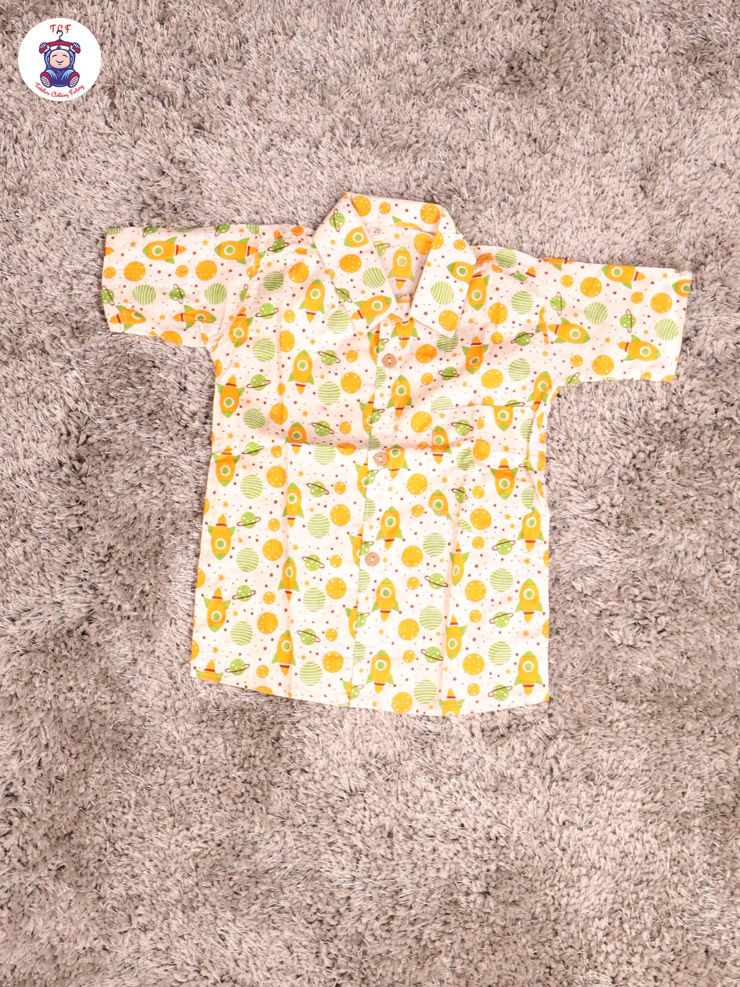 Haft White & Yellow - Rocket Boys Readymade Cotton Shirts & Shorts