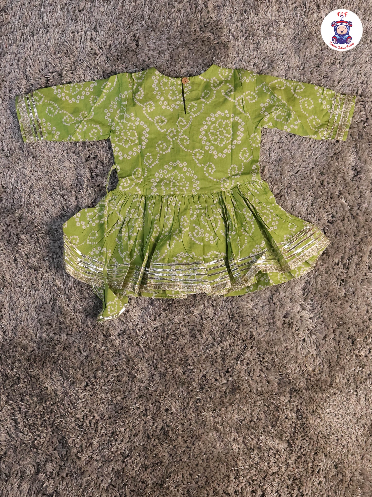Lite Green - Printed Girls Angrakha Kurti