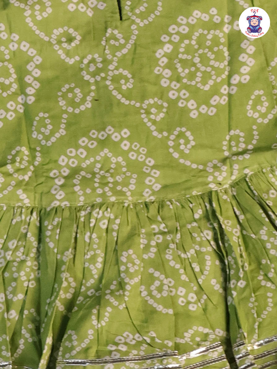 Lite Green - Printed Girls Angrakha Kurti