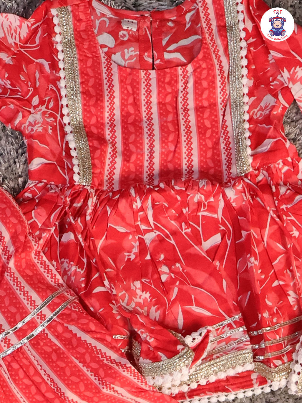 Red - Anarkali Kurti With Sharara